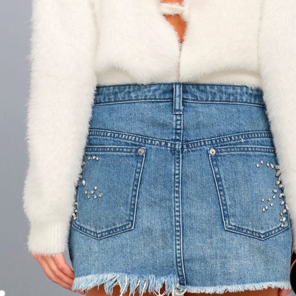 Free People Rhinestone Denim Skirt - Picture 4 of 12